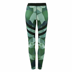 Green-patterned Yoga Pants